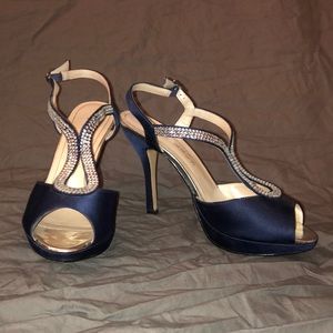 Formal/Evening Navy Peep Toe Heels - Size 8.5 B